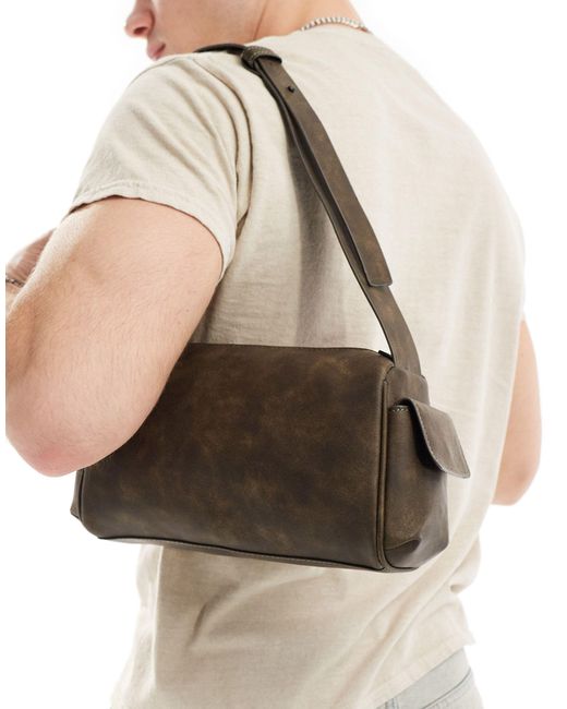 ASOS Natural Faux Leather Shoulder Bag for men