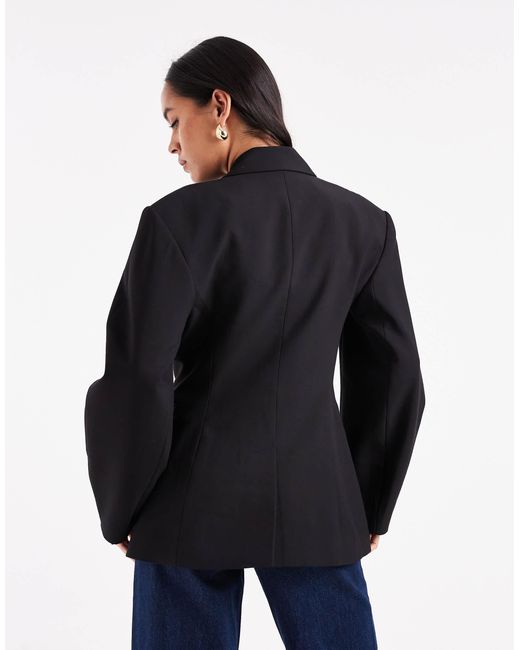 ASOS Blue Tailored Cocoon Sleeve Double Breasted Blazer