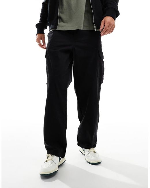 New Look Black Relaxed Cargo Trouser for men