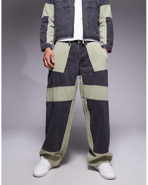 Liquor N Poker Gray baggy Fit Biker Panel Jeans for men