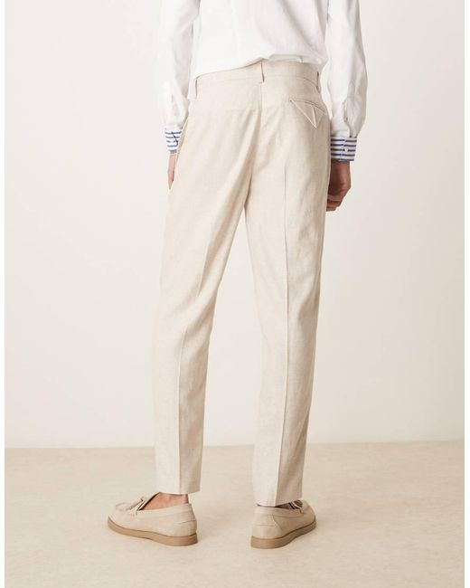 Pantalones De Traje De Corte Tapered De Mezcla De Lino De -Neutro ASOS de hombre de color Natural
