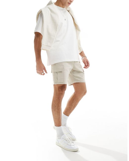 Bershka – cargo-shorts in Natural für Herren