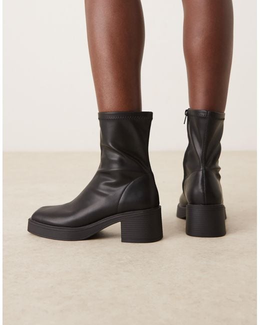 ASOS Natural Wide Fit Raven Smart Mid-heel Boots