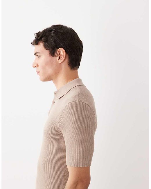 ASOS White Essential Muscle-fit Fine-rib Knit Polo for men