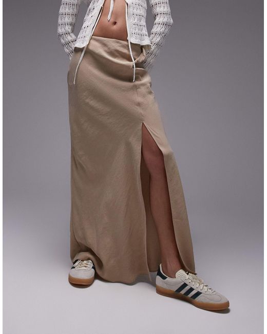TOPSHOP Gray Twist Low Rise Maxi Skirt