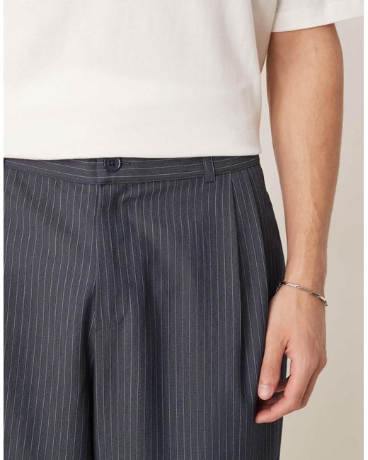 ASOS Blue Oversized Tapered Smart Trousers for men
