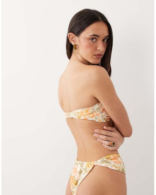 Miss Selfridge Natural Twist Detail Bandeau Bikini Top