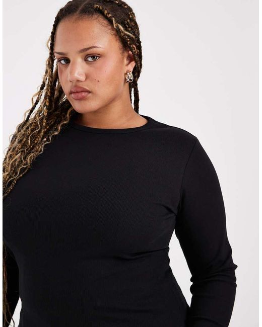 Vero Moda Black Long Sleeve Baby Rib Top
