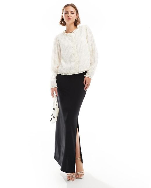 Y.A.S White Long Sleeve Feather Detail Top