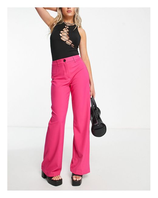 Pantalon large habillé coupe dad - fuchsia Bershka en coloris Pink