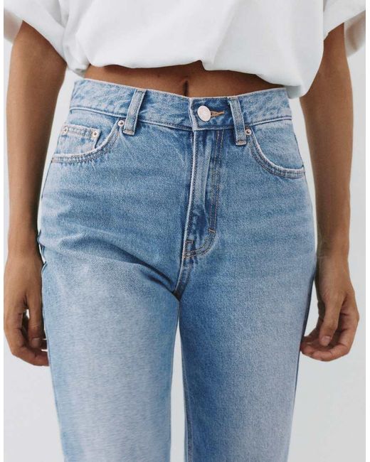 Pull&Bear Blue Petite High-waist Mom Fit Jeans