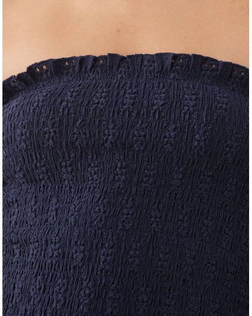 Mango Blue Teen Floral Embroidered Bandeau Top Co-ord