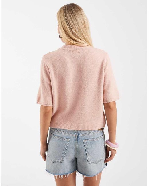ASOS Pink Lightweight Relaxed Short Sleeve Cardigan