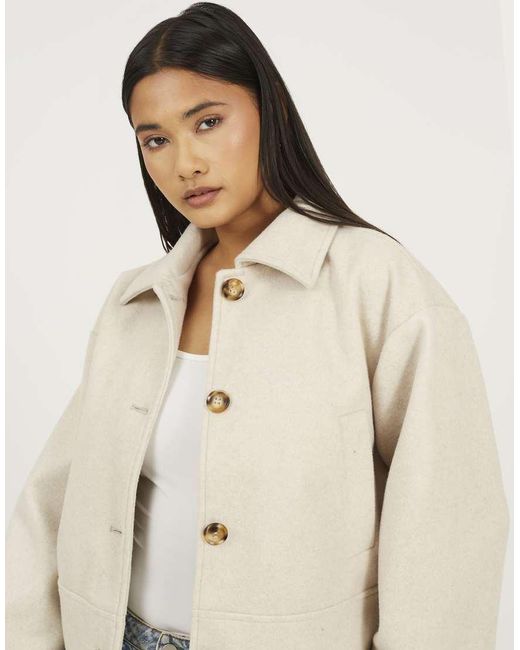Brave Soul Natural Short Collared Jacket