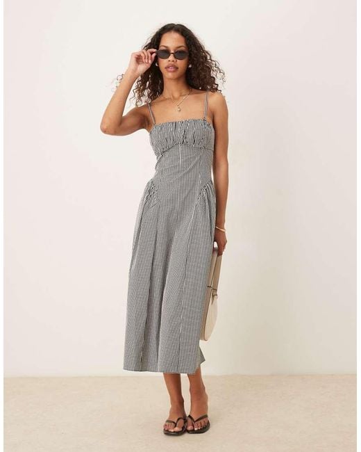 Mango Natural Adjustable Strap Midaxi Dress With Structured Bodice