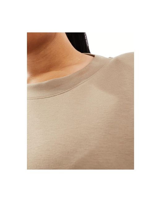 ASOS Natural Asos Design Curve Premium Modal Ruched Side T Shirt With Split Hem