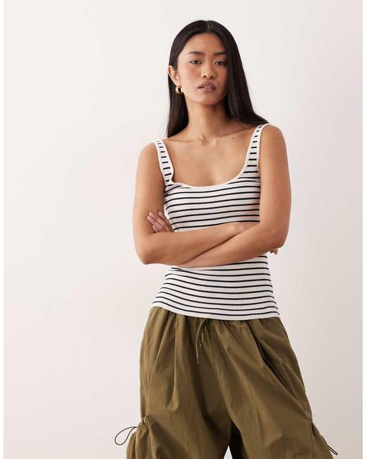 ASOS Brown Cotton Blend Knitted Scoop Neck Cami
