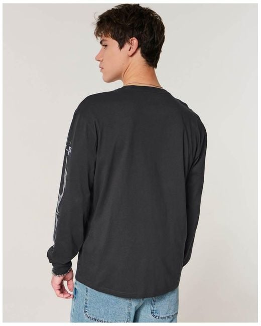 Hollister Blue Long-Sleeve Nissan Skyline Graphic Tee for men