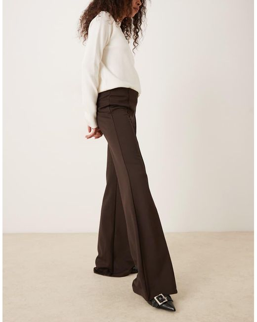 Mango Natural Pleat Front Flared Trouser