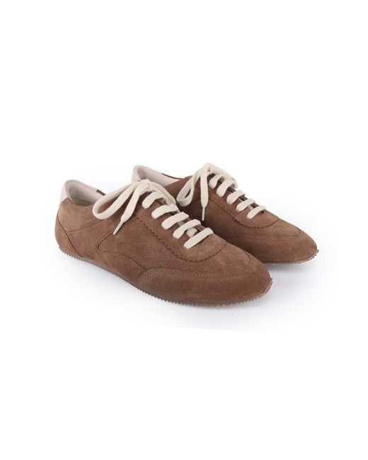 OFF THE HOOK Brown Morgan Suede Casual Lace-Up Low-Top Trainers