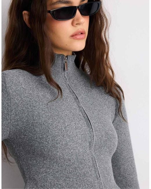 Stradivarius Blue Peplum Knit Sweater