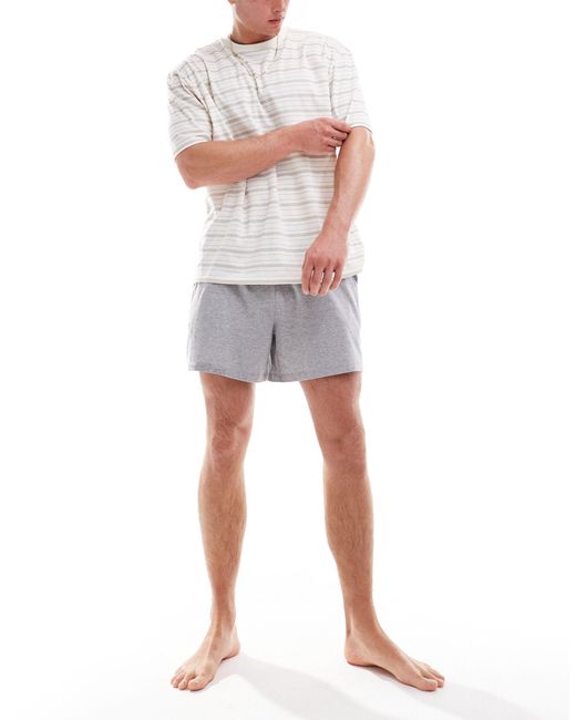 ASOS White Stripe T-shirt And Shorts Pyjama Set for men