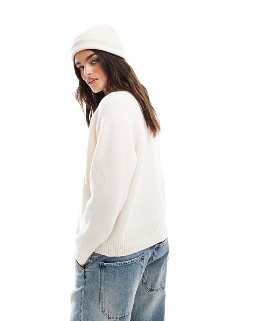 Vero Moda White V-Neck Button Down Cardigan