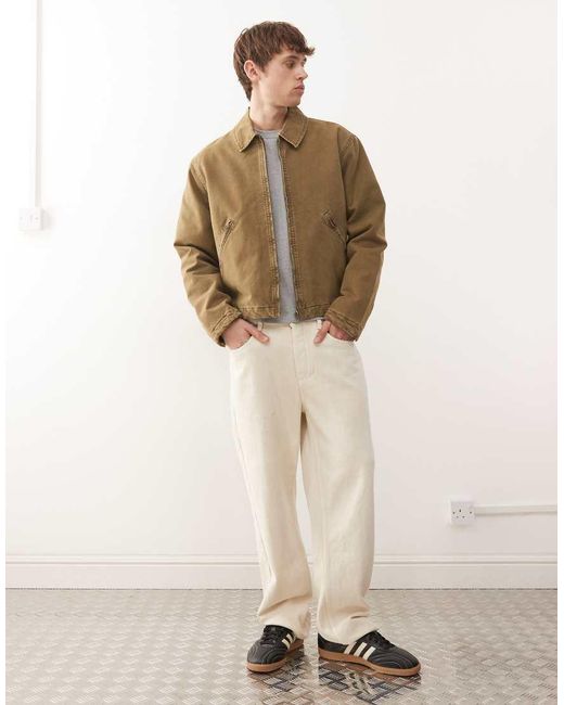 Weekday Brown Boxy Washed Canvas Jacket for men