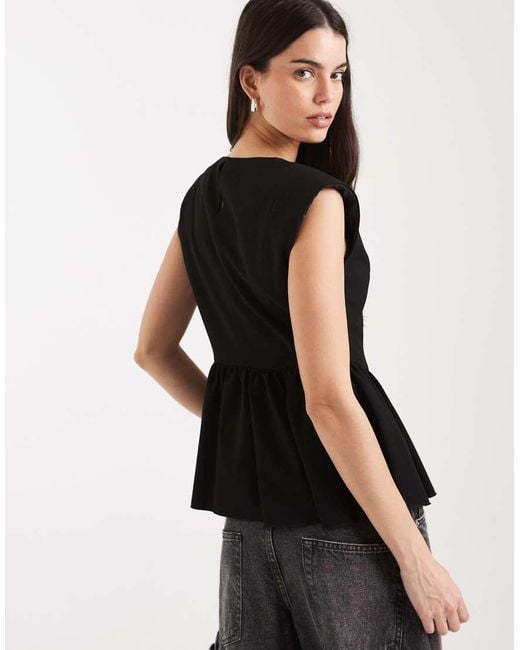 ASOS Black Tailored Peplum Top