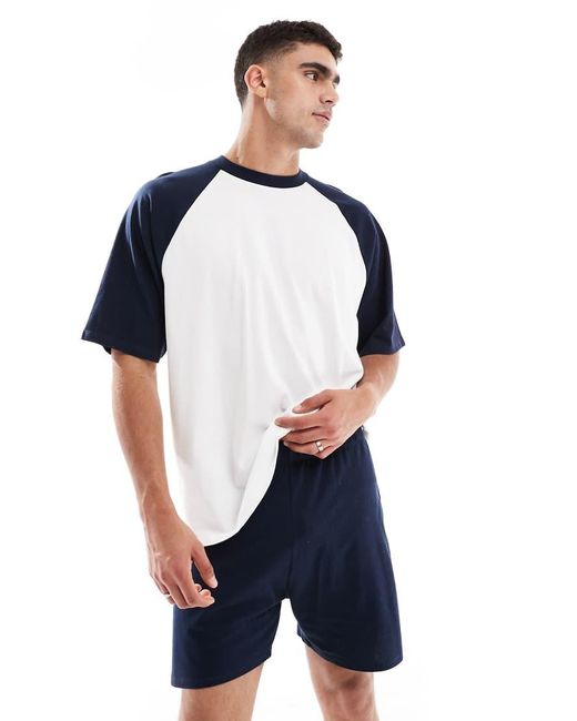 ASOS Pyjamaset Met Raglanmouwen in het Blue voor heren