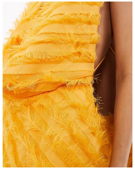 ASOS Yellow Textured Statement Cowl Neck Maxi Dress