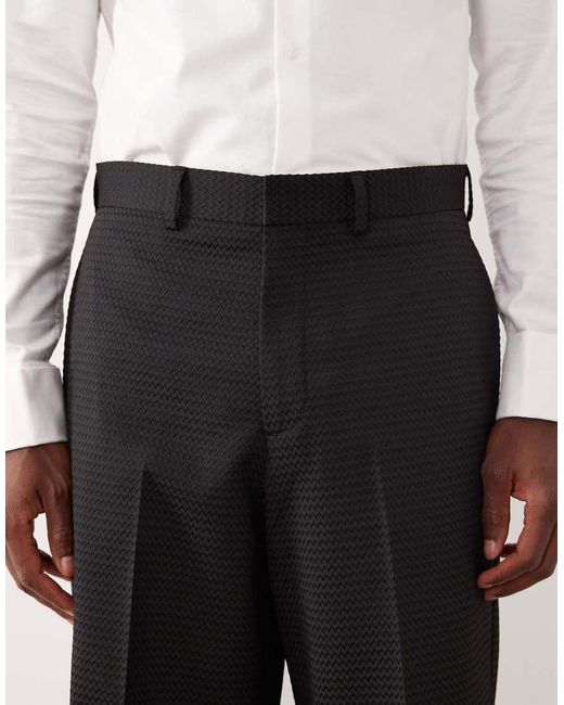 ASOS Pantalon Met Wijde Pijpen Van Jacquard in het Black voor heren