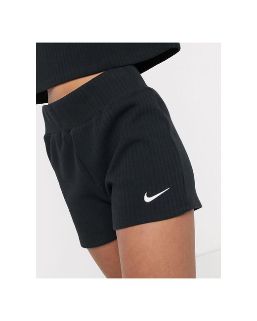 nike premium ribbed black booty shorts
