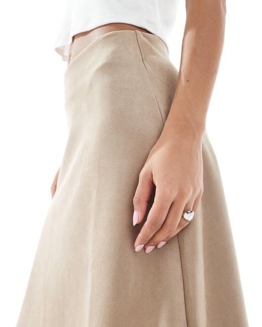 ONLY Natural Faux Suede Maxi Skirt