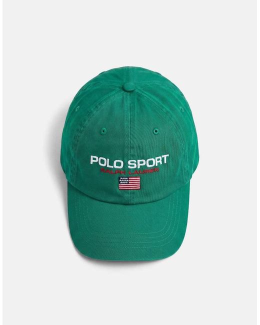 Polo Ralph Lauren Green Sports Capsule Flag Logo Baseball Cap for men