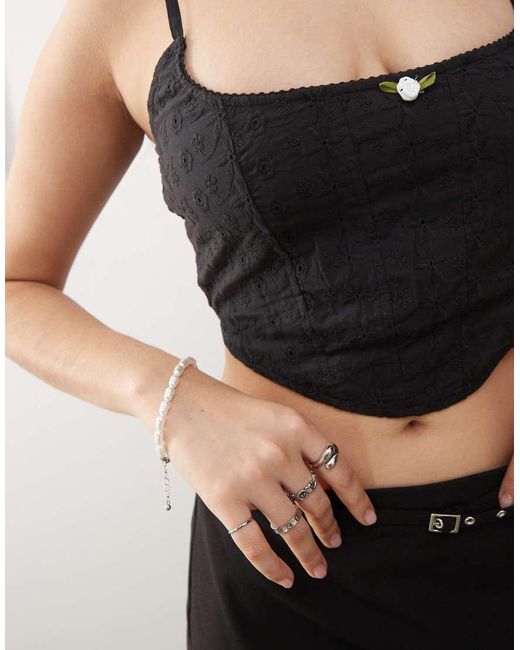 Daisy Street Black Cami Top With Daisy Trim