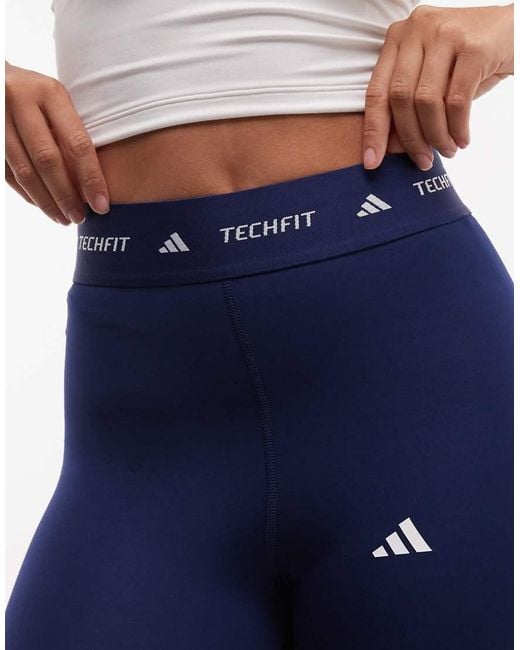 Adidas Originals Blue Adidas Training Techfit 7/8 Leggings