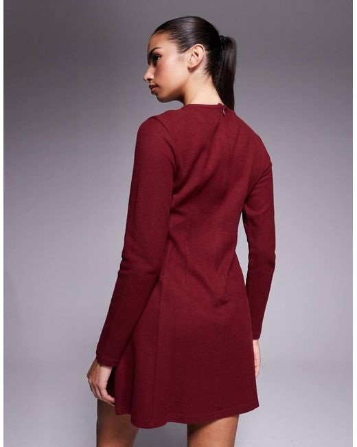 ASOS Red Supersoft Long Sleeve Fit And Flare Mini Dress