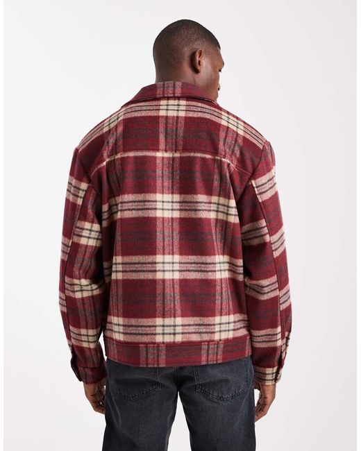 ASOS Red Wool Look Harrington Jacket for men