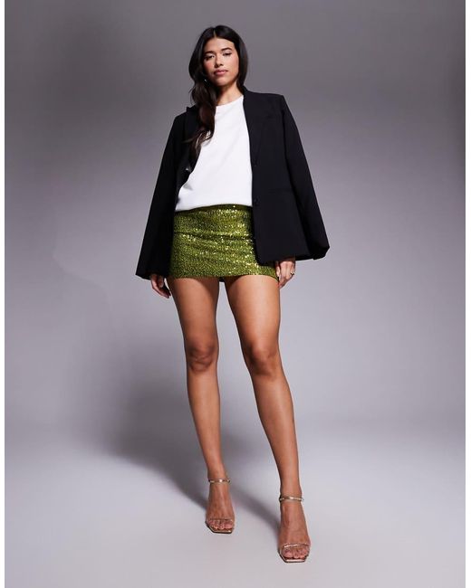 ASOS Green Allover Sequin Micro Mini Skort