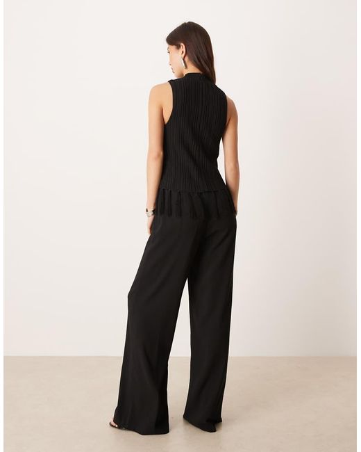 Mango Black Sleeveless Textured Jumpsuit