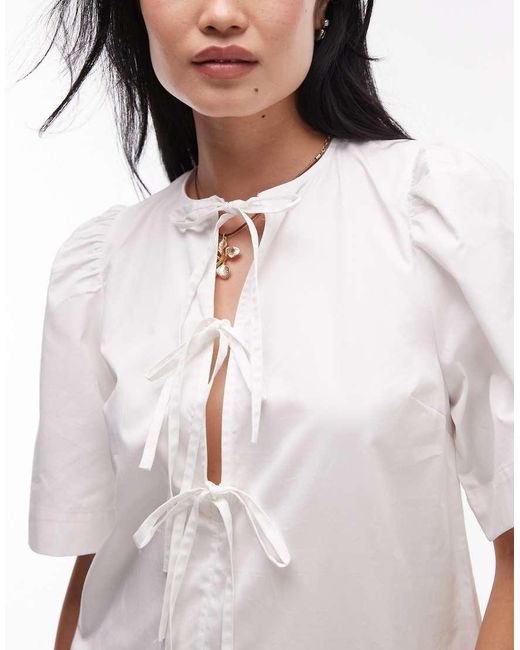 & Other Stories Mini Jurk Met Verlaagde Taille En Gestrikte Voorkant in het White