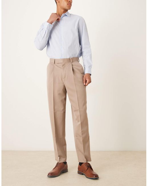 ASOS – elegante relaxed-fit-hose in Natural für Herren