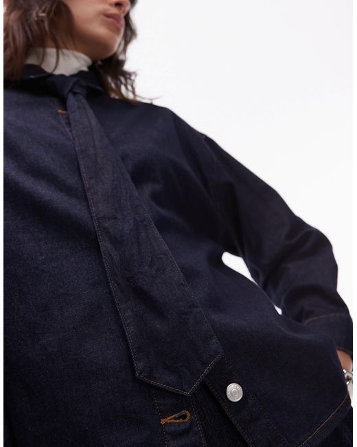 Chemise en jean coupe décontractée avec cravate - indigo ASOS en coloris Blue