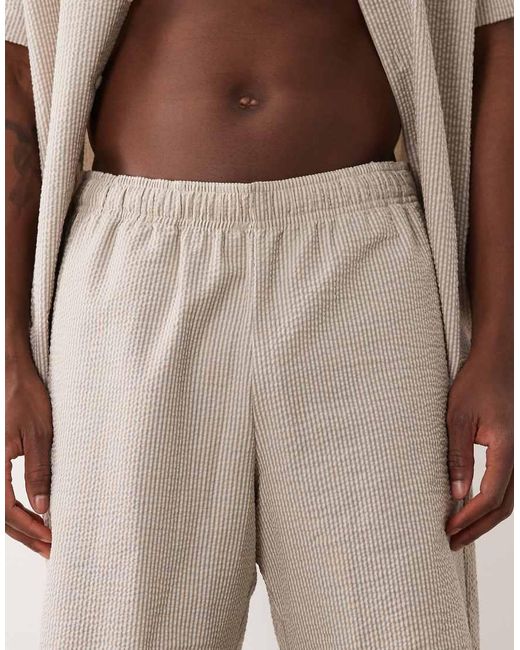 JJ Rebel Natural Co Ord Seersucker Shorts for men