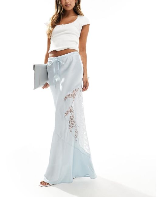 ASOS White Satin And Lace Maxi Skirt