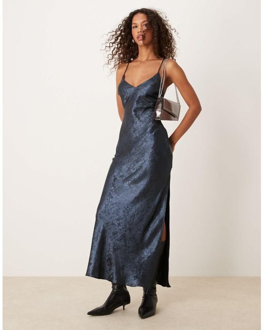 Miss Selfridge Natural Metallic Strappy Maxi Dress