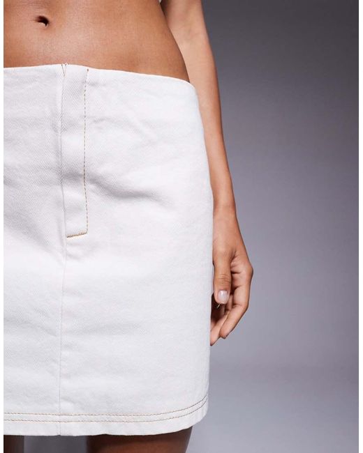 Minifalda Vaquera Color Crema Con Detalle De Costuras De (Parte De Un Conjunto)-Blanco ASOS de color Purple