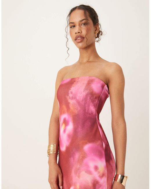 ASOS Pink Bandeau Scuba Midi Dress