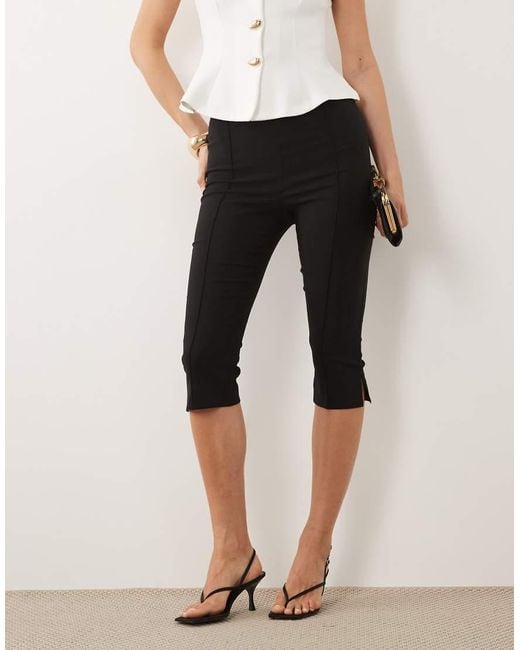 ASOS Natural Bengaline Side Slit Capri Pants